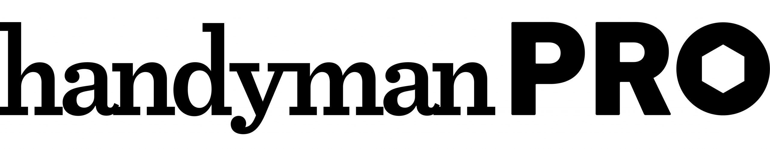 A bold logo displays "handyman PRO," with a hexagon icon embedded in the letter "O," suggesting expertise in home repairs and renovations.