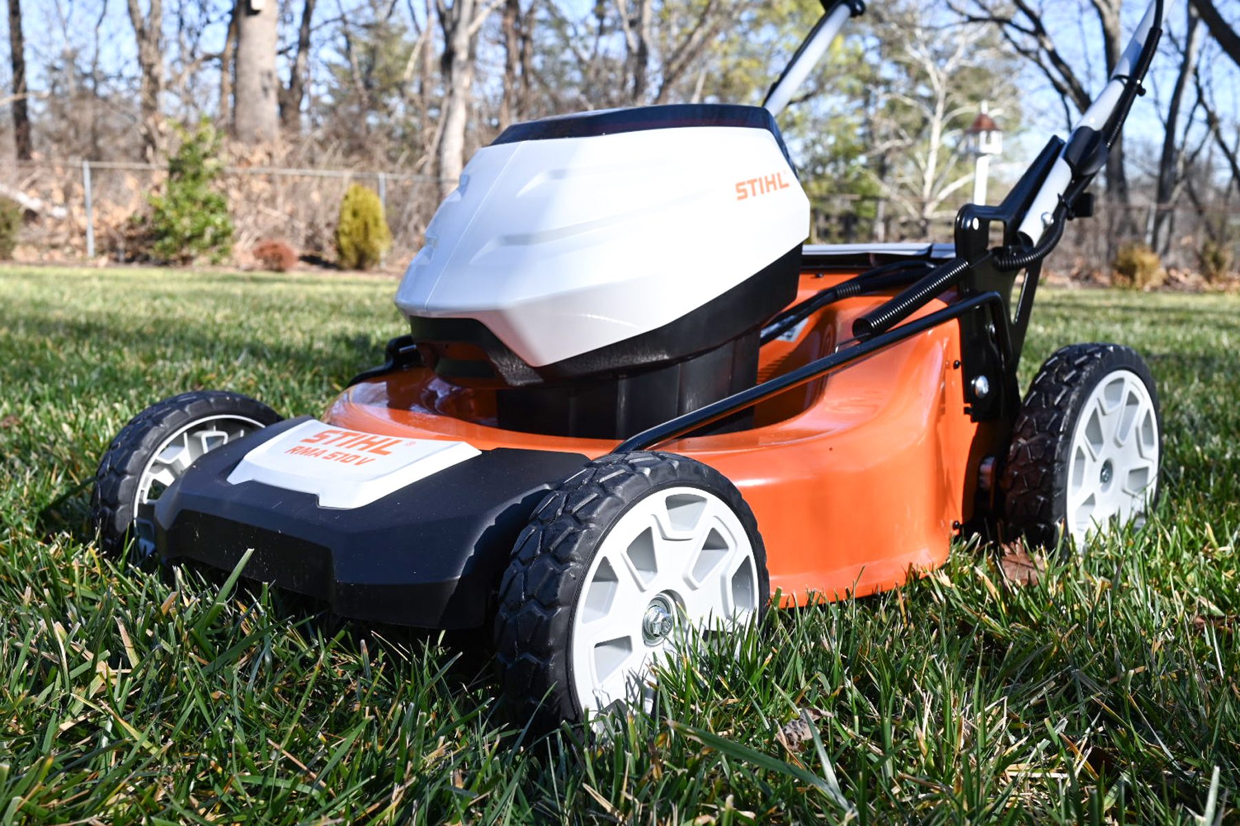 Stihl Electric Mower Rma 510 V in a lawn